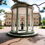 Next NC Scholarship: Old Well pavilion at UNC Chapel Hill campus under clear blue sky.
