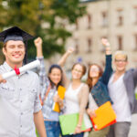 Students celebrating Tiger Scholarship Fund award with university mascot and certificates
