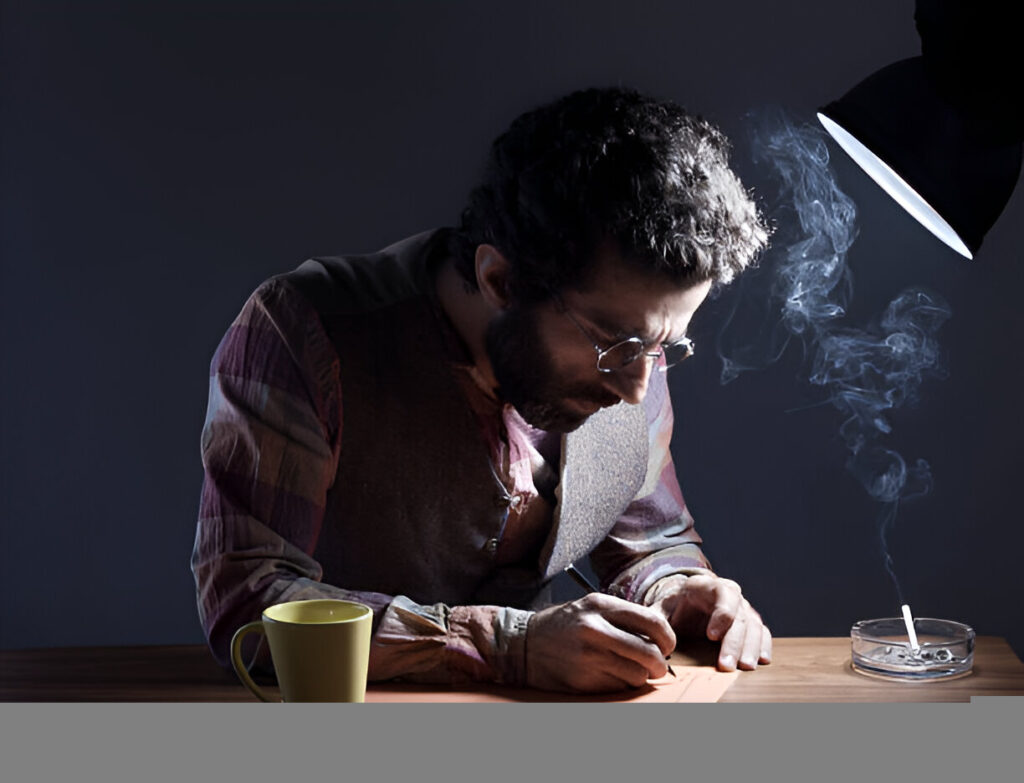 Aspiring writer focused on crafting a poem to apply for poetry scholarships.